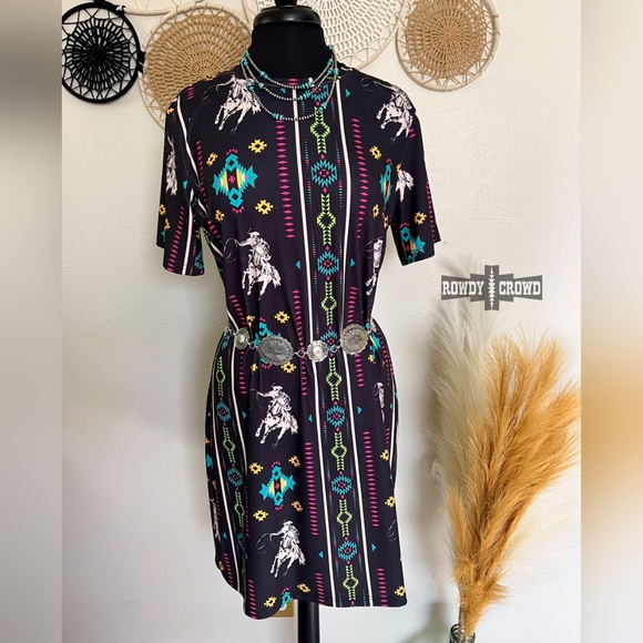 NWT Black Rope & Ride Aztec Print DRESS - Picture 2 of 3